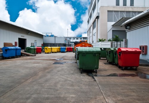 Labelled waste containers for segregation on a clearance site